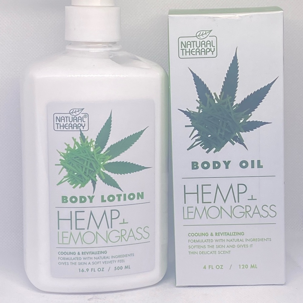 Natural Therapy HEMP & LemonGrassBody Oil 4 fl. oz. and Body Lotion 16.9 fl. oz.